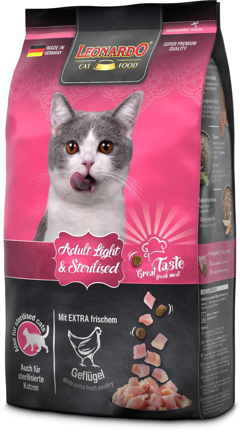 LEONARDO® Adult Light & Sterilised 1.8 kg | Alimento Premium para Gatos Adultos con Sobrepeso o Esterilizados