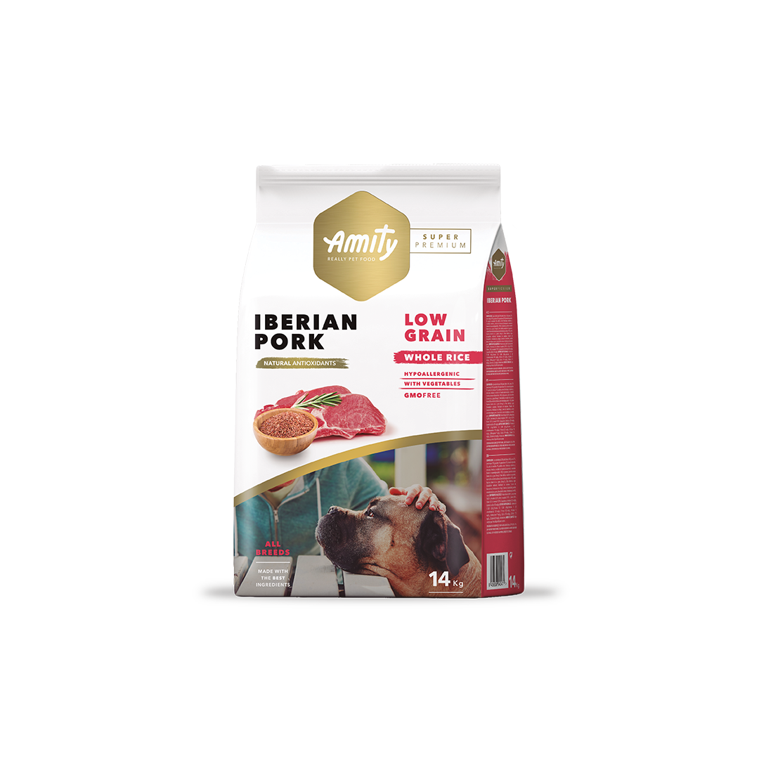 Amity Low Grain Iberian Pork Adult 14 kg | Alimento Hipoalergénico para Perros Adultos | Santa Fe Mascotas