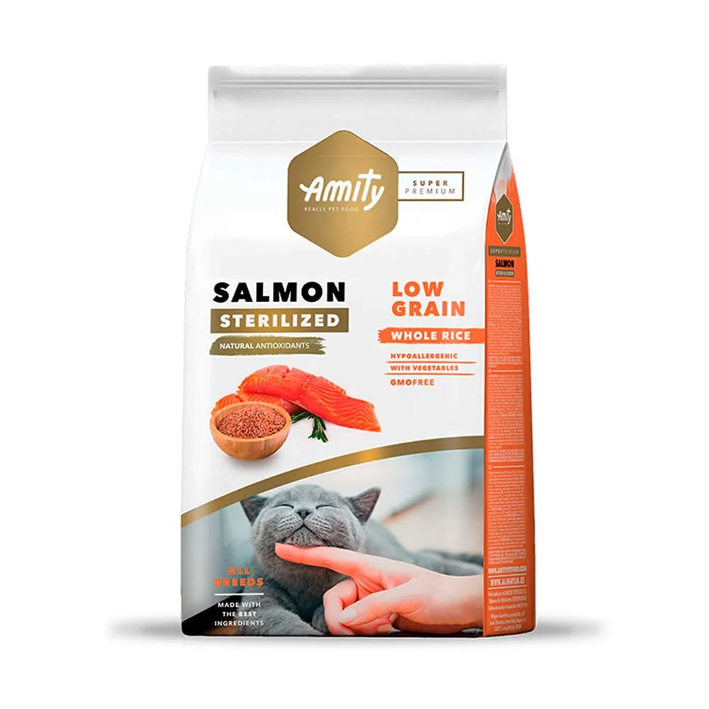 Amity Low Grain Salmon Adult Cat Sterilized 2 kg | Alimento Super Premium para Gatos Esterilizados | Santa Fe Mascotas